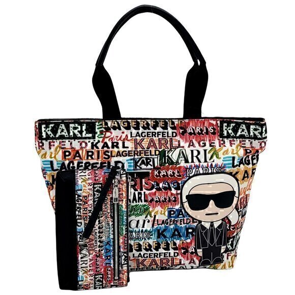 Karl Lagerfeld Tote Bag Amour Graffiti Scribble Ikonik Wristlet Clutch Wallet Se